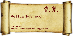 Velics Nándor névjegykártya